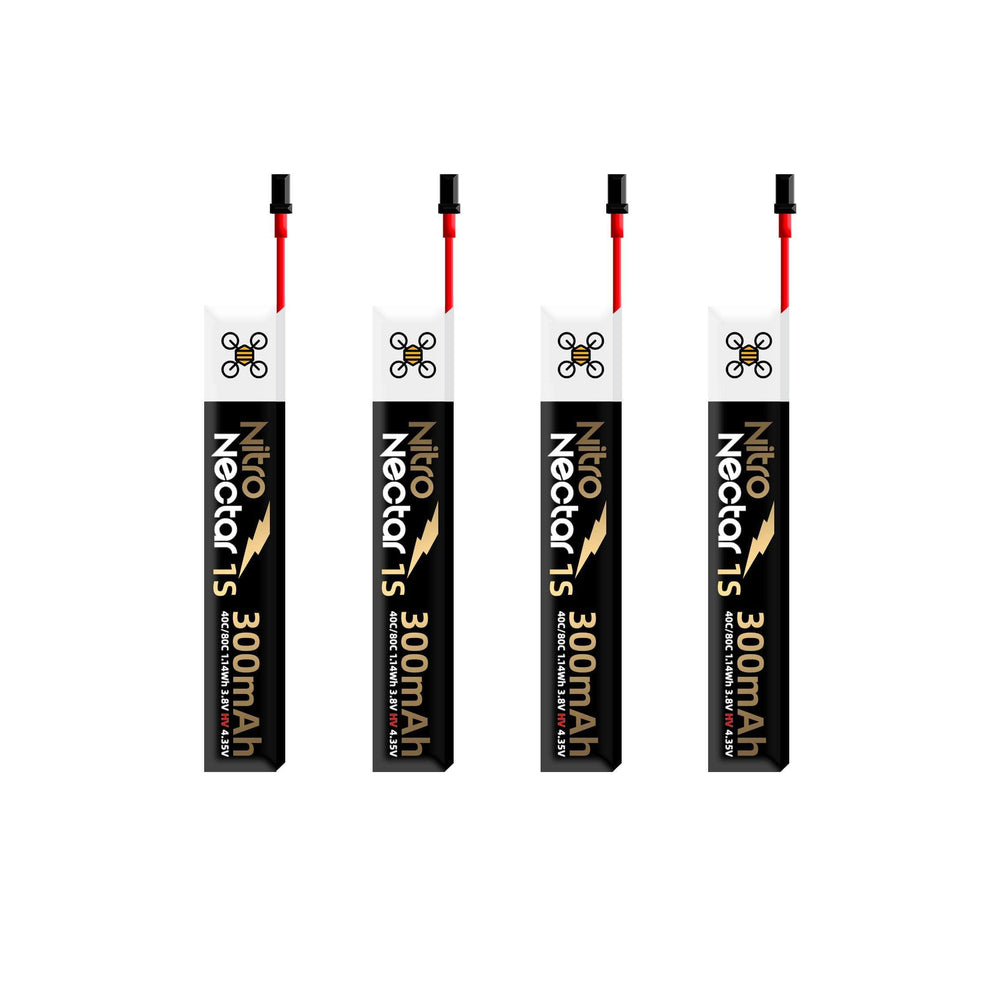 NewBeeDrone Nitro Nectar Gold 300mAh 1S HV LiPo Battery with GNB27 (4 Battery)