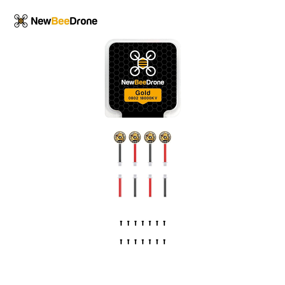 NewBeeDrone 0802 18000kv Brushless Motors - Unibell Gold Edition (Set of 4)