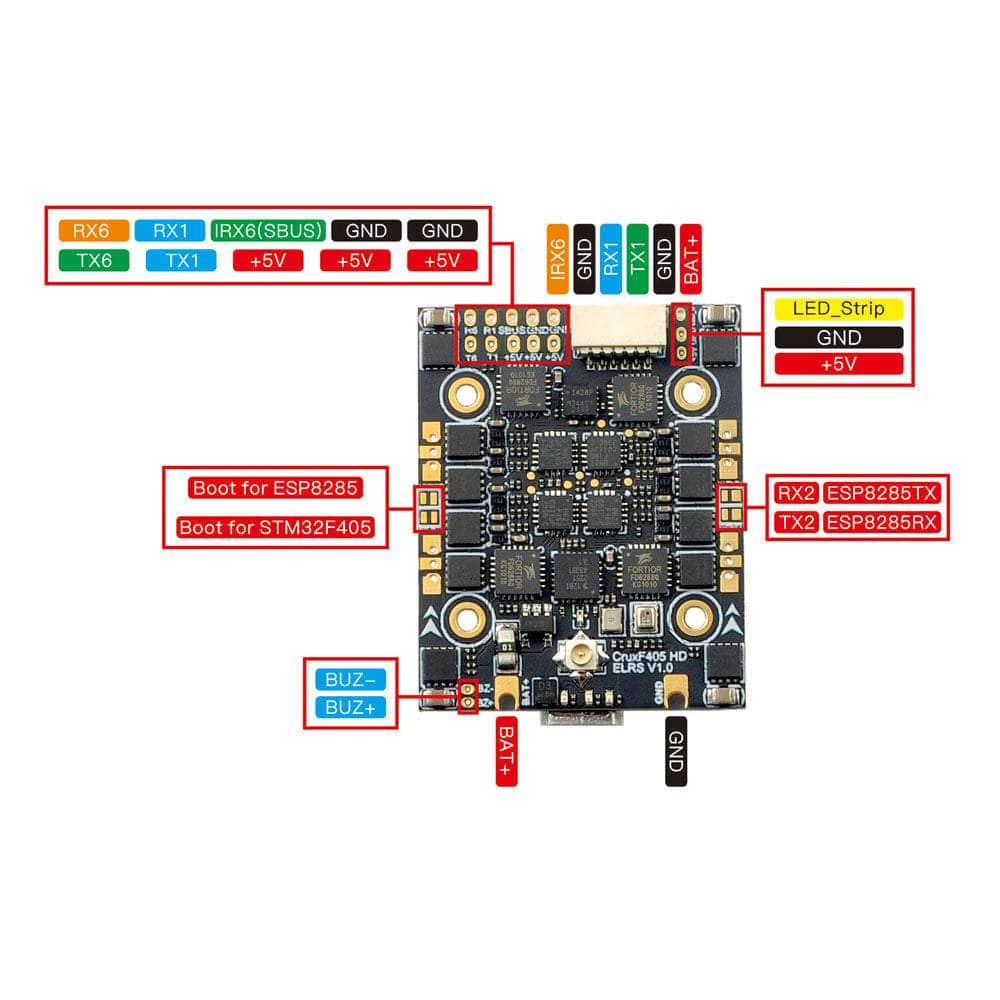 HappyModel CruxF405HD 2-4S F4 AIO 20x20 Flight Controller (w/ 20A 8Bit 4in1 ESC & 2.4GHz ELRS RX)