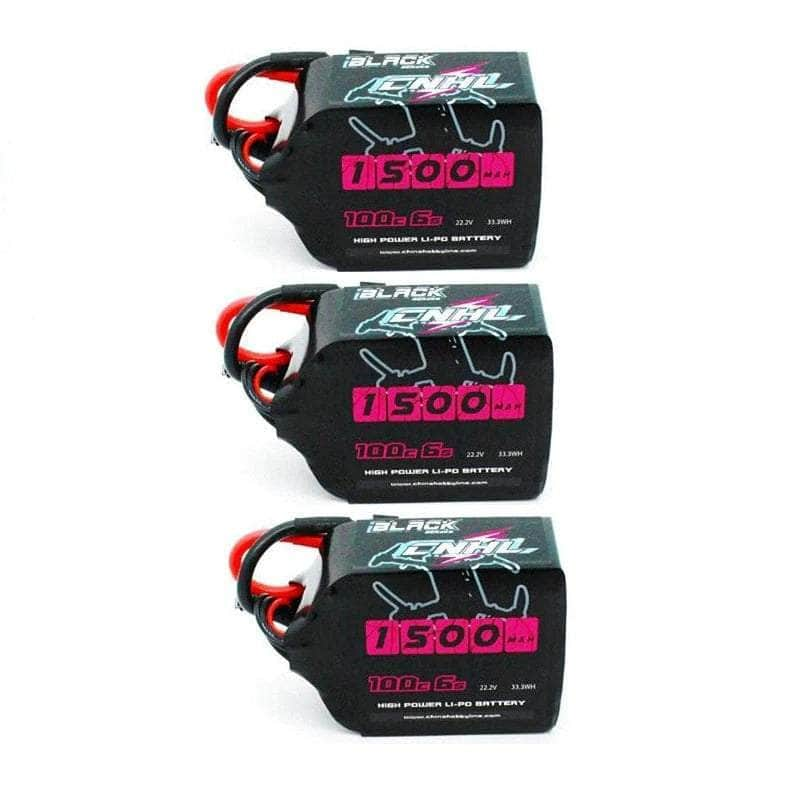 3 PACK of CNHL Black Series 22.2V 6S 1500mAh 100C LiPo Battery - XT60