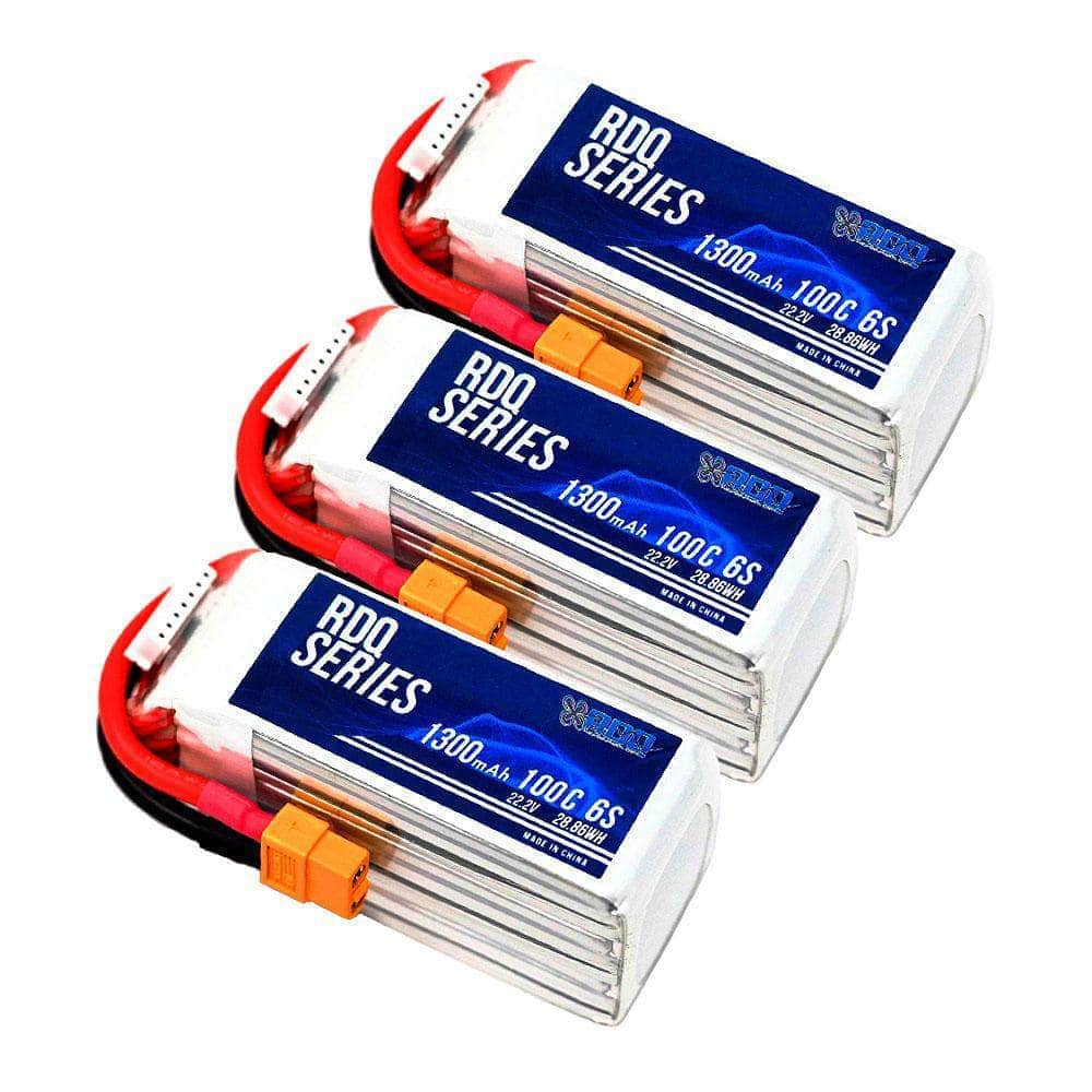 3 PACK of RDQ Series 22.2V 6S 1300mAh 100C LiPo Battery - XT60