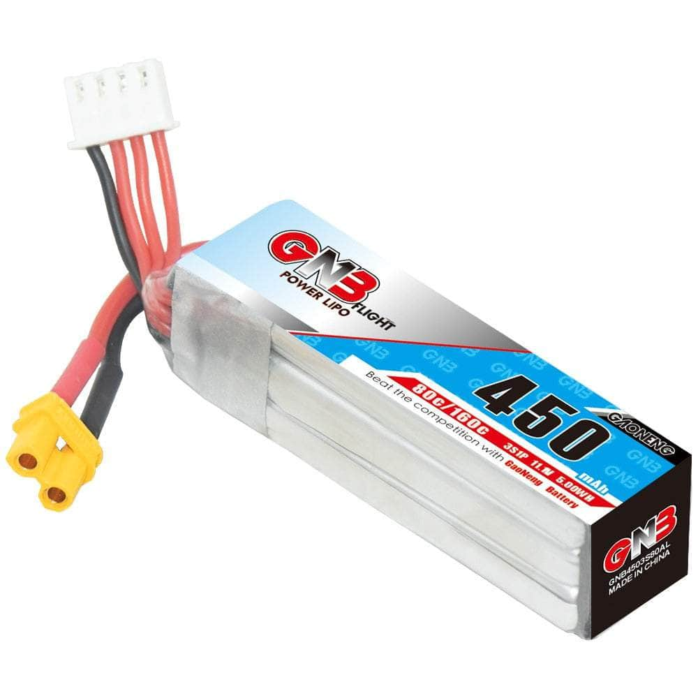 Gaoneng GNB 11.1V 3S 450mAh 80C LiPo Micro Battery (Long Type) - XT30