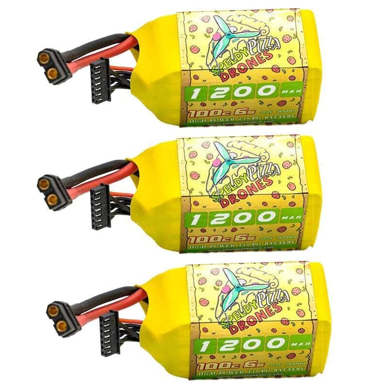 3 PACK of CNHL SpeedyPizza 22.2V 6S 1200mAh 100C LiPo Battery - XT60