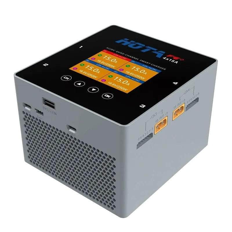 HOTA F6+ 1000W 60A 1-6S Quad Channel AC/DC Smart Charger - Grey