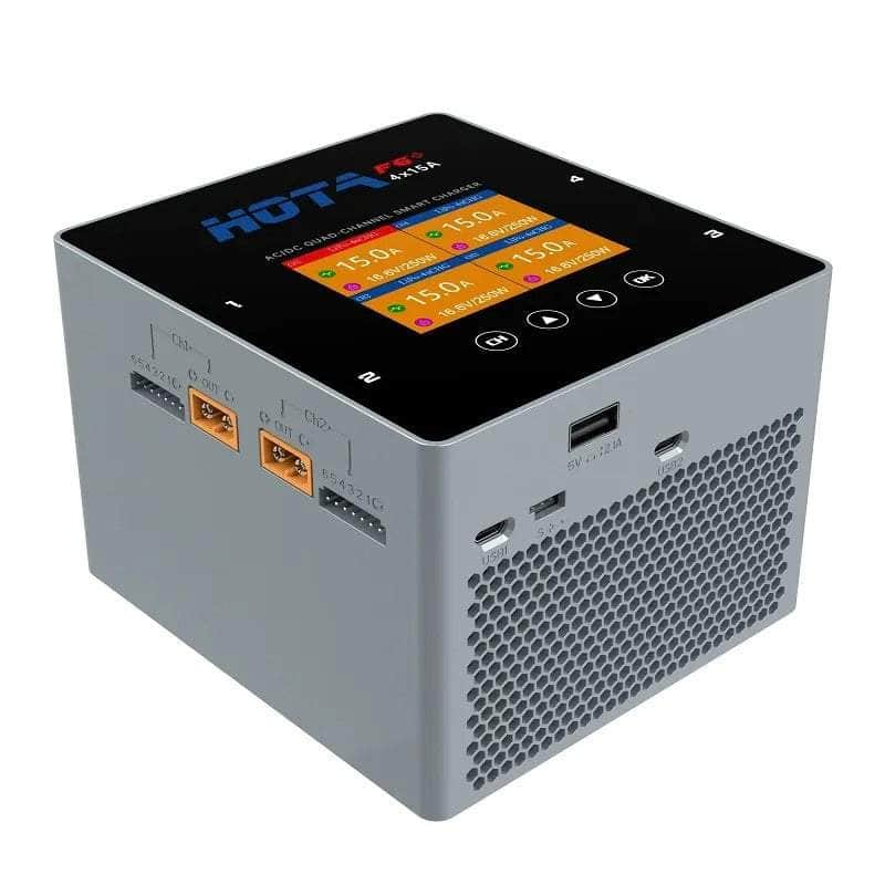 HOTA F6+ 1000W 60A 1-6S Quad Channel AC/DC Smart Charger - Grey