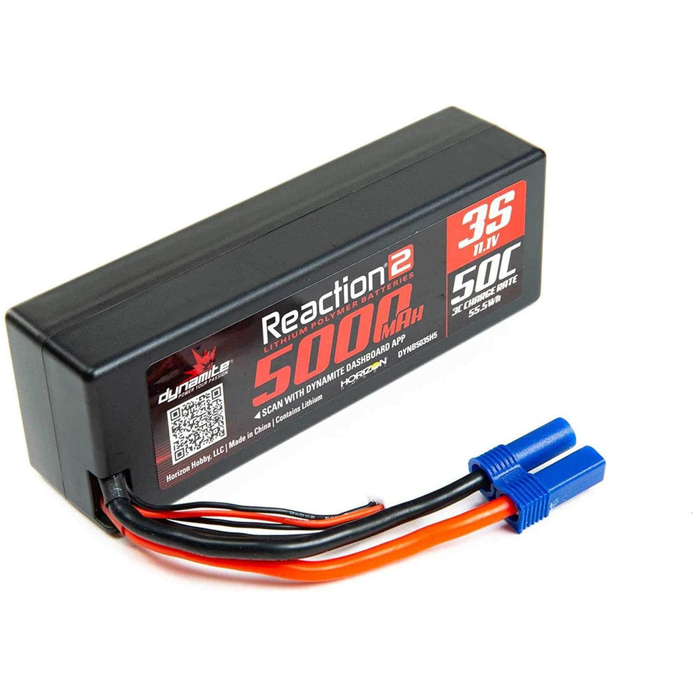 DYNB5035H5, Dynamite 11.1V 5000mAh 3S 50C Reaction 2.0 Hardcase LiPo Battery: EC5