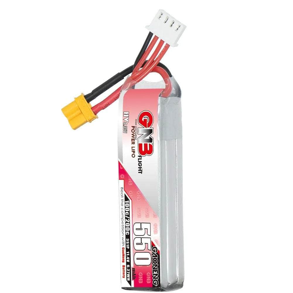 Gaoneng GNB 11.4V 3S 550mAh 100C LiHV Micro Battery (Long Type) - XT30