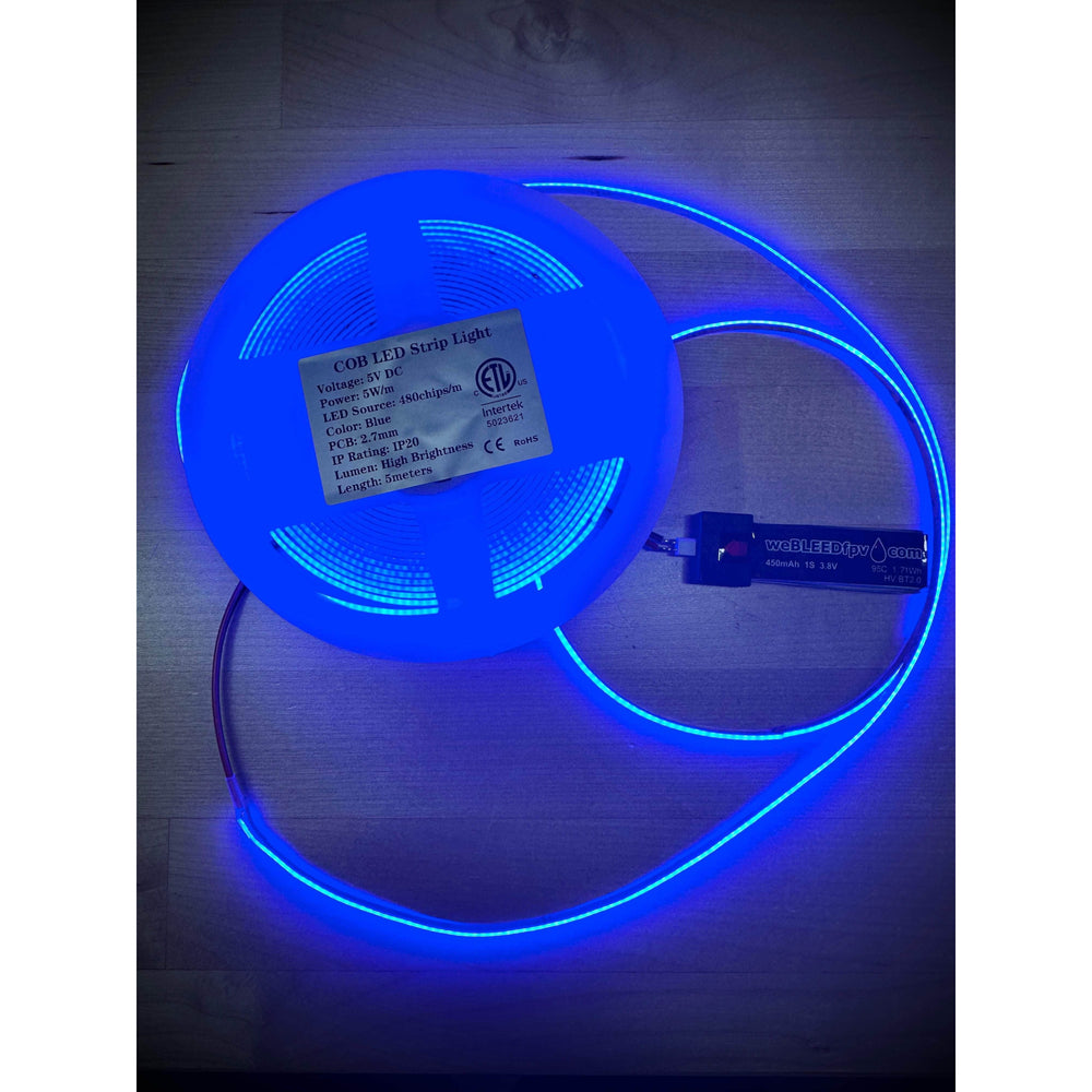 2.7MM WIDE - 5V COB LED Strip Light 5Meter Rolls, 16.4 Feet