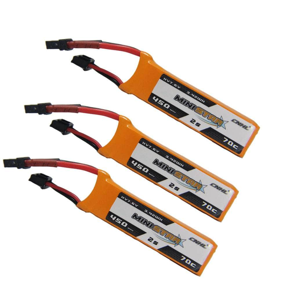 CNHL MiniStar 7.6V 2S 450mAh 70C LiPo Micro Battery (3 Pack) - XT30