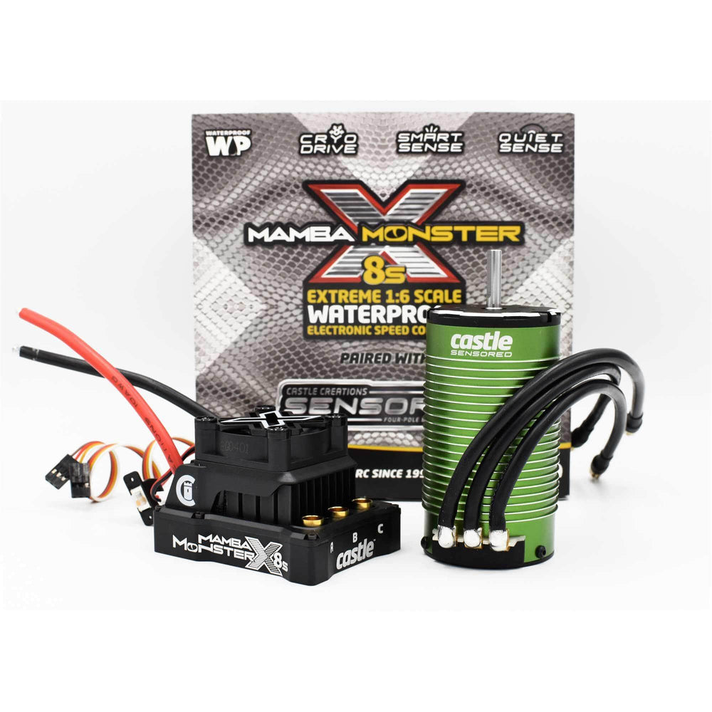 CSE010016502, Castle Creations Mamba Monster X 8S 1/6 ESC/Motor Combo w/1717 Sensored Motor (1650kV)