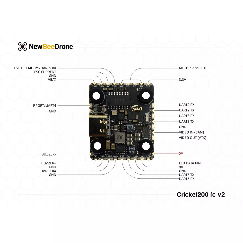 NewBeeDrone Cricket200 V2 F722 3-6S 20x20 Dual BMI270 Flight Controller