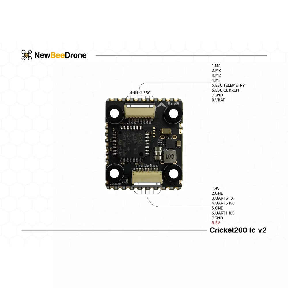 NewBeeDrone Cricket200 V2 F722 3-6S 20x20 Dual BMI270 Flight Controller