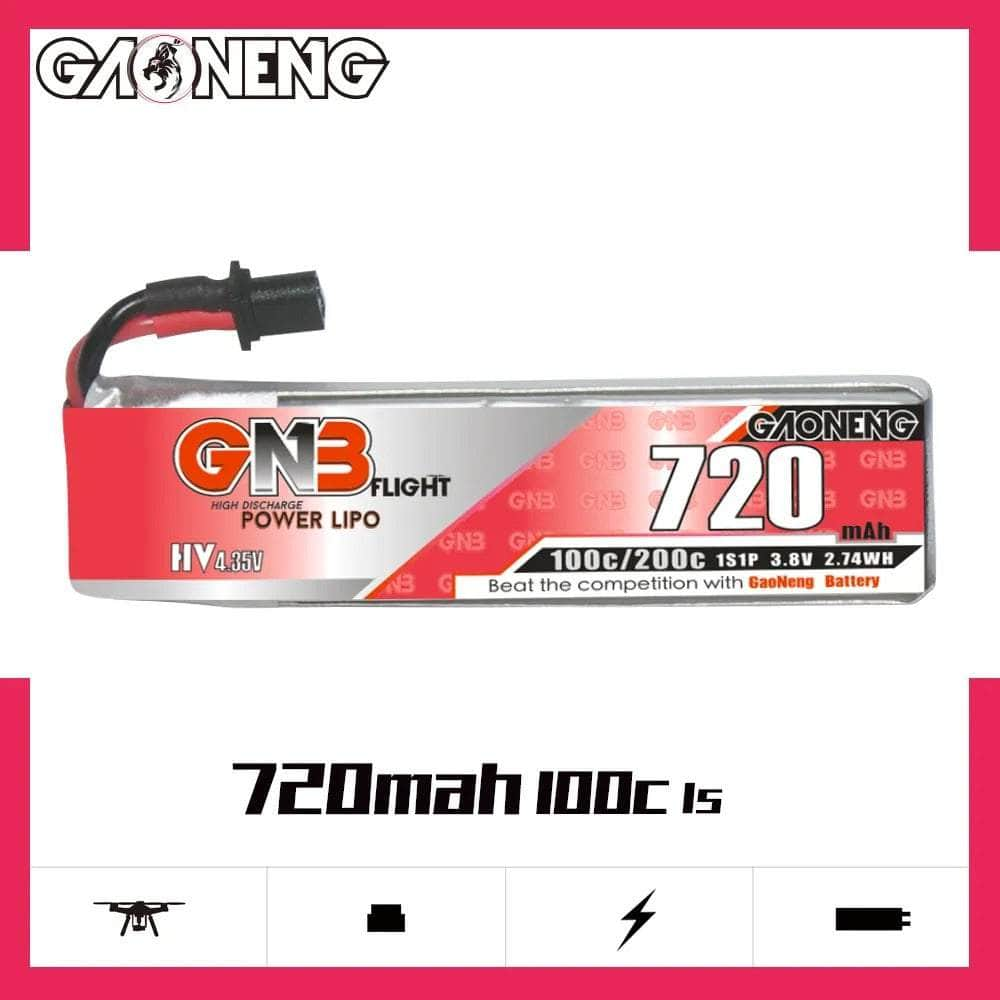 Gaoneng GNB 3.8V 1S 720mAh 100C LiHV Whoop/Micro Battery w/ Cabled - A30