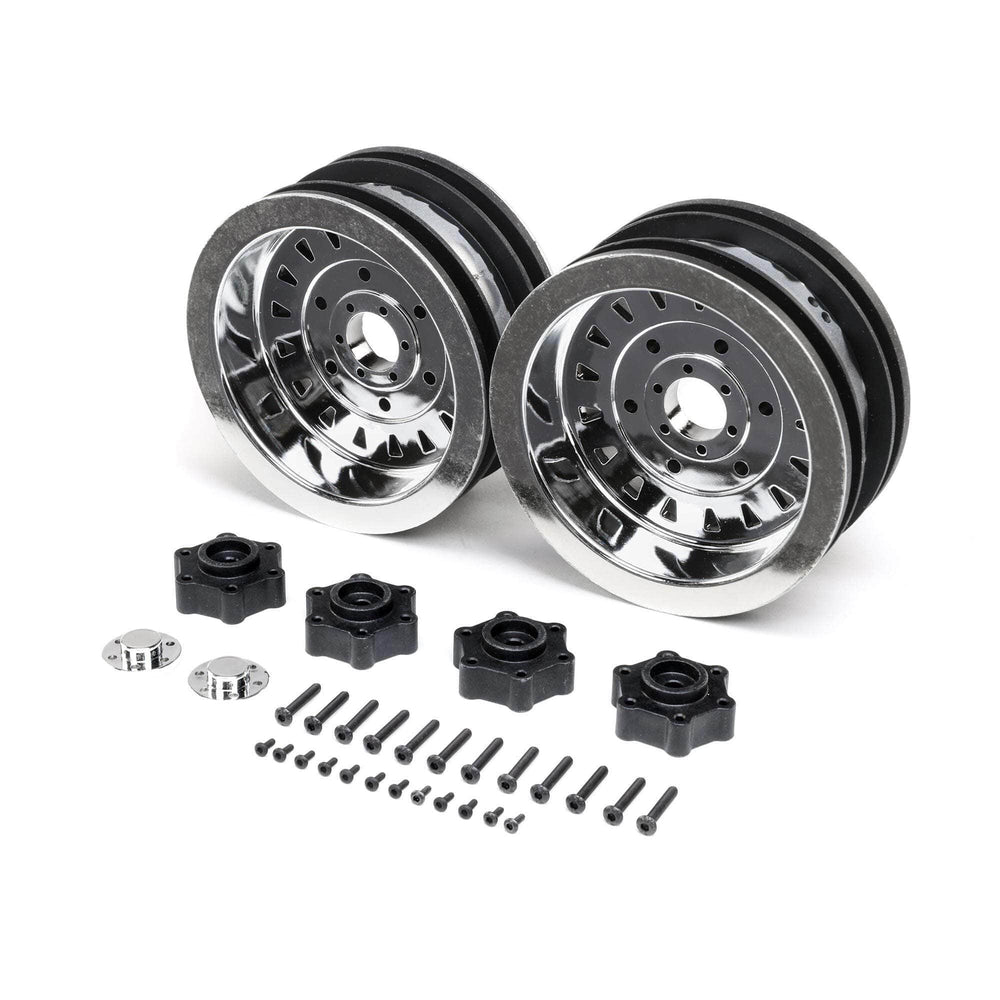 LOS44005, Losi LMT Mega D&D Wheels (2) (Chrome)