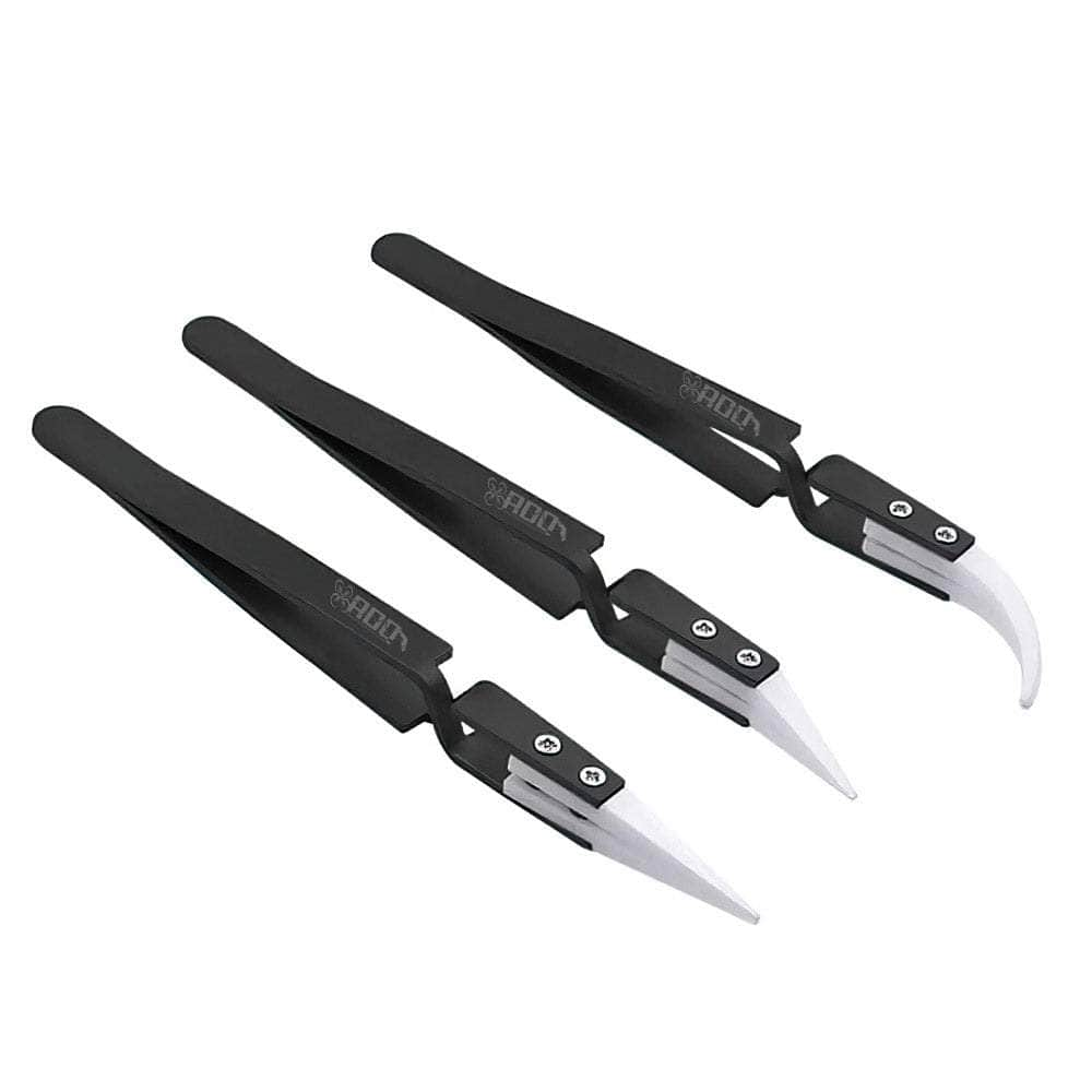 RDQ Reverse Action Tweezers - Set of 3