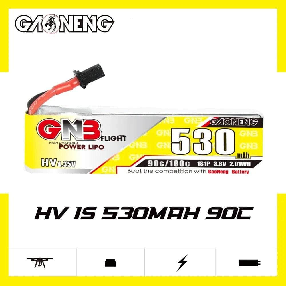 Gaoneng GNB 3.8V 1S 530mAh 90C LiHV Whoop/Micro Battery w/ Cabled - A30