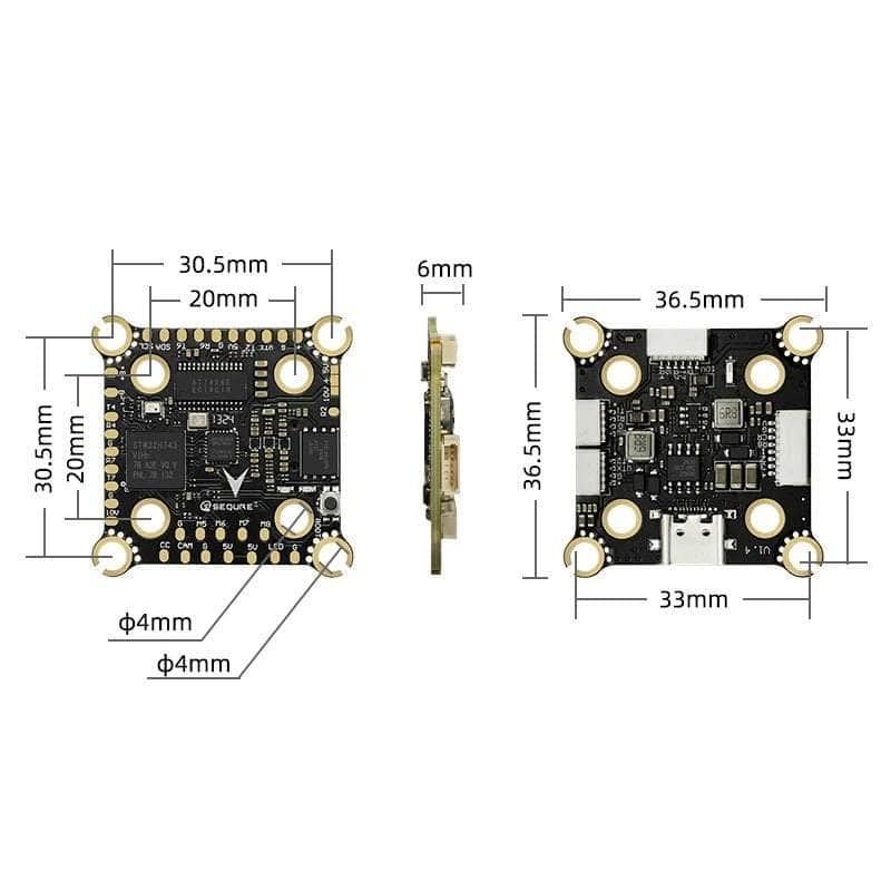 Sequre H743 4-8S 20x20 / 30x30 Flight Controller - MPU6000