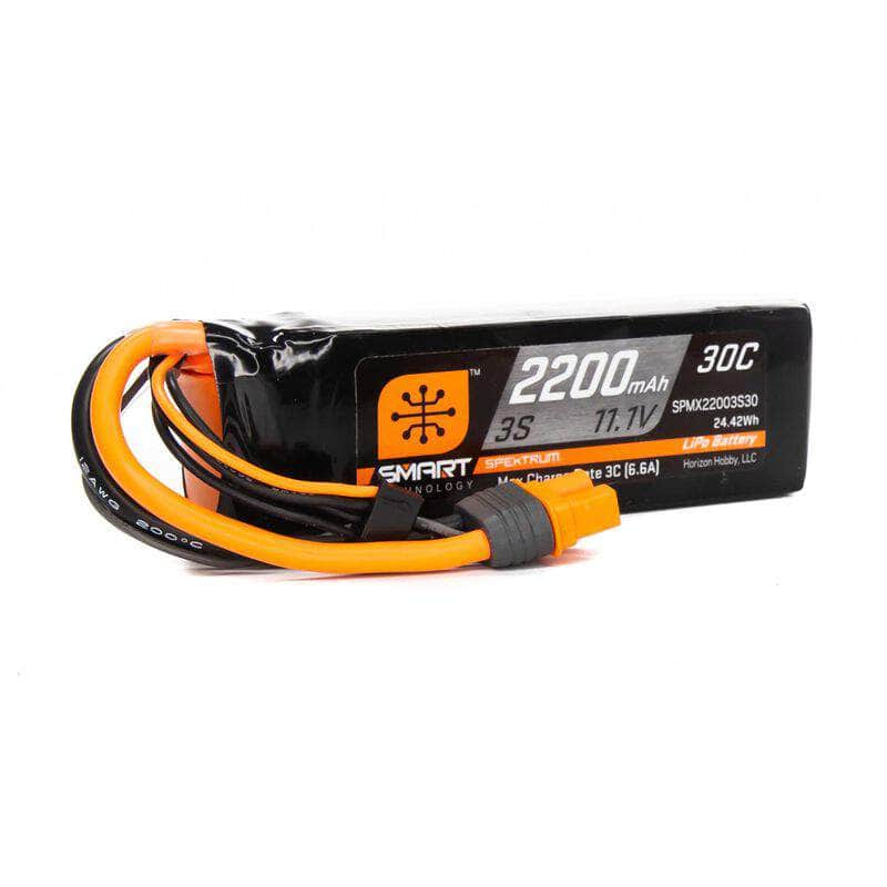 SPMX22003S30, Spektrum RC 3S Smart LiPo 30C Battery Pack w/IC3 Connector (11.1V/2200mAh)