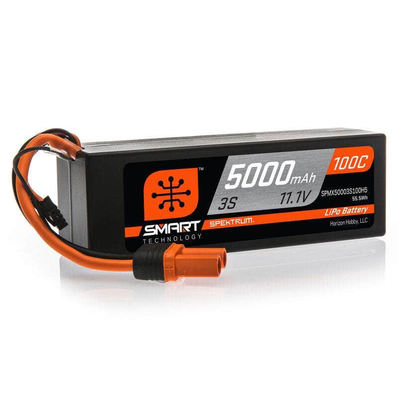 SPMX50003S100H5, Spektrum RC 3S Smart LiPo Hard Case 100C Battery Pack w/IC5 Connector (11.1V/5000mAh)