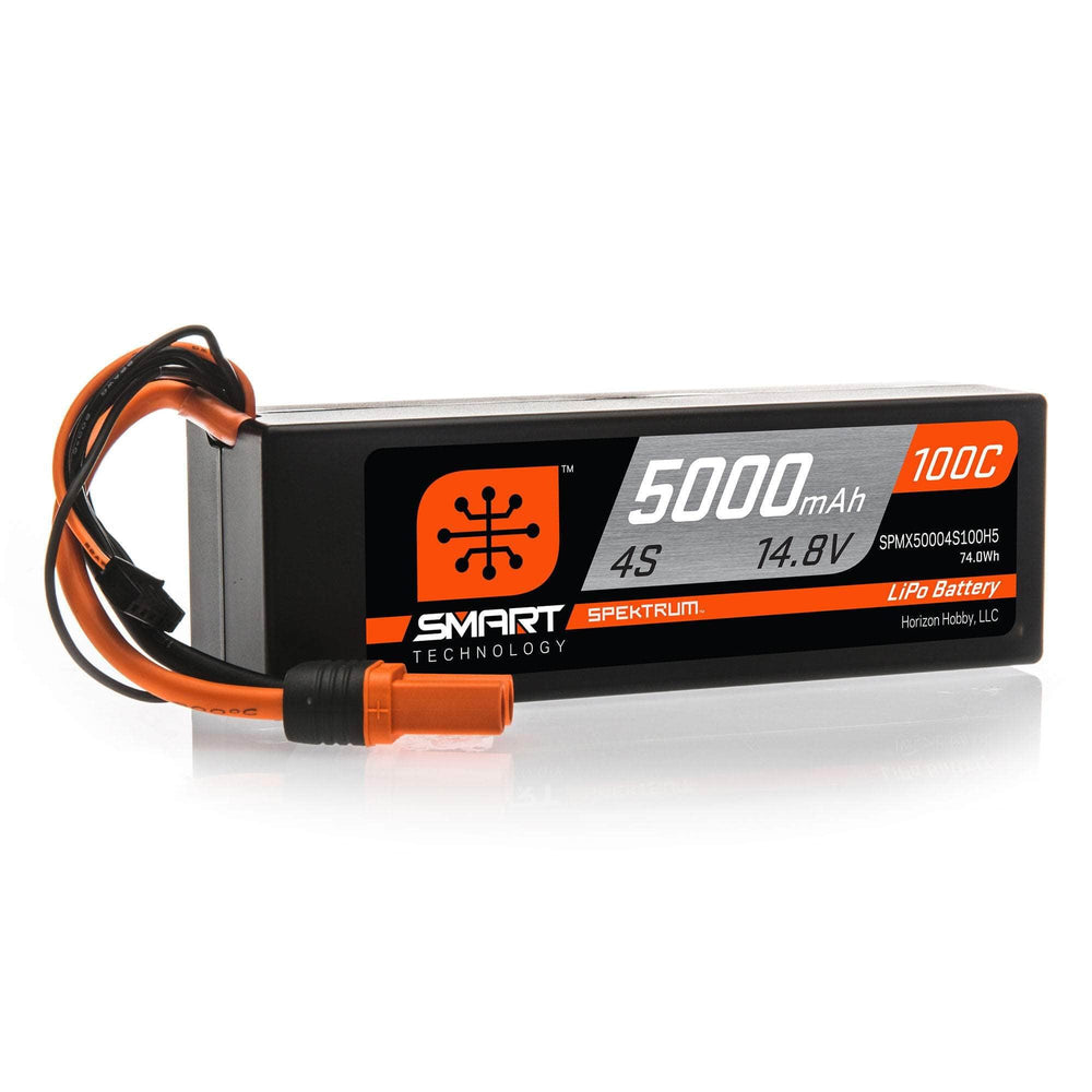 SPMX50004S100H5, Spektrum RC 4S Smart LiPo Hard Case 100C Battery Pack w/IC5 Connector (14.8V/5000mAh)