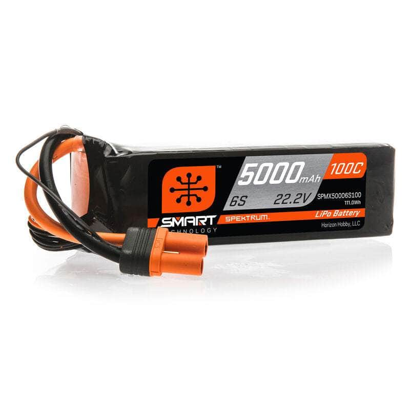 SPMX50006S100, Spektrum RC 6S Smart LiPo 100C Battery Pack w/IC5 Connector (22.2V/5000mAh)