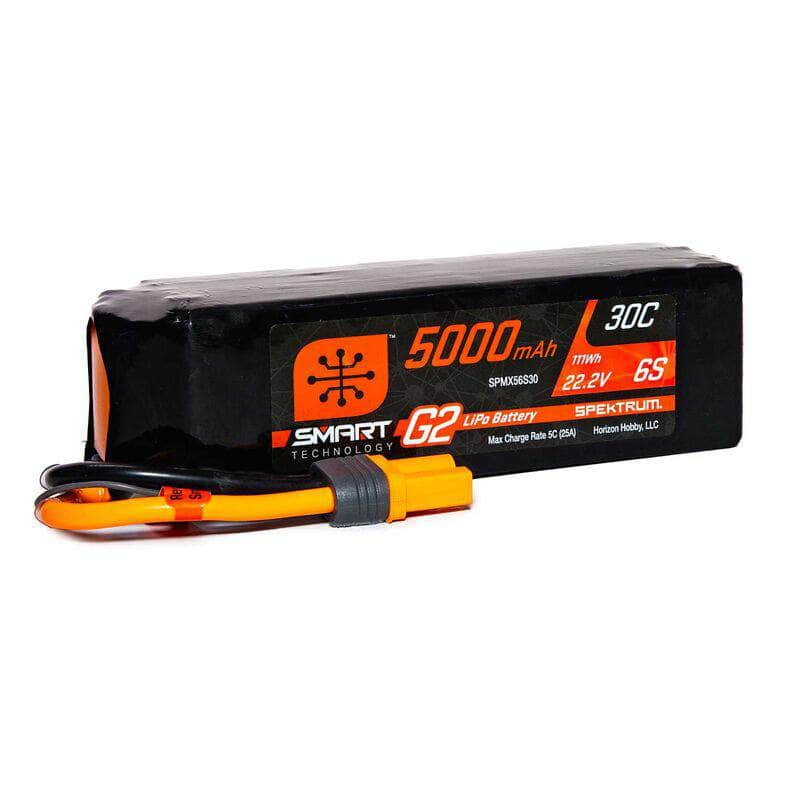 SPMX56S30, Spektrum RC 6S Smart G2 LiPo 30C Battery Pack (22.2V/5000mAh) w/IC5 Connector