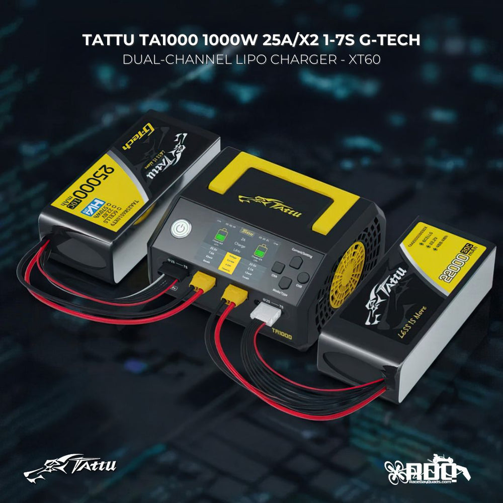 Tattu TA1000 1000W 25A/X2 1-7S G-Tech Dual-Channel LiPo Charger - XT60