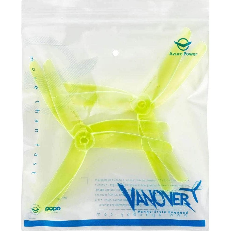 Azure Power Vanover Limited Edition 5.1x3.0x3 POPO Compatible Tri-Blade 5" Prop 4 Pack - Choose Your Color