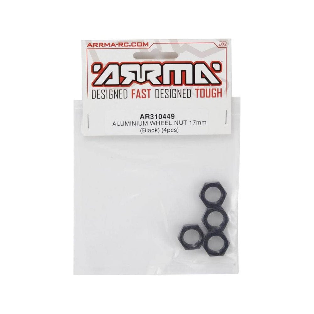 ARAC9763, AR310449, Arrma 17mm Aluminum Wheel Nut (Black) (4)