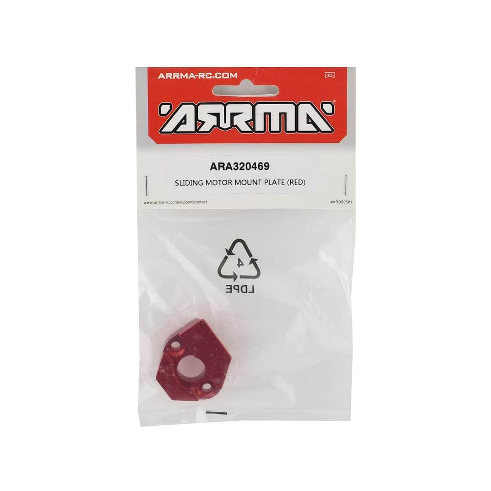 ARA320469, Arrma 1/8 BLX Aluminum Sliding Motor Mount Plate (Red)