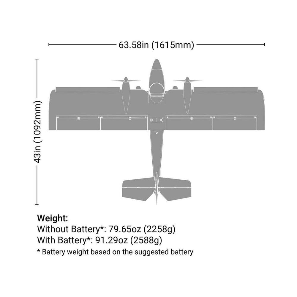 Caloosa Trains And Hobbies RC Airplane EFL23850, E-flite Twin Timber 1.6m BNF Basic Electric Airplane w/AS3X & Safe Select