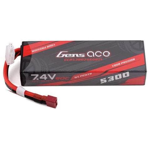 Caloosa Trains And Hobbies Gens Ace R/C Vehicles, Parts & Accessories GEA53002S60D21, Gens Ace 2s LiPo Battery 60C w/T-Style Connector (7.4V/5300mAh)