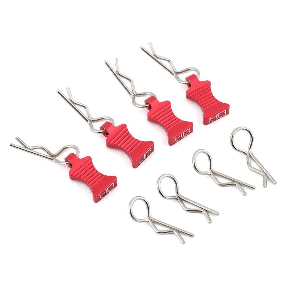 Caloosa Trains And Hobbies Hot Racing Parts & Accessories HRAAC03EZ02, Hot Racing 1/10 Aluminum EZ Pulls w/Body Clips (Red) (4)