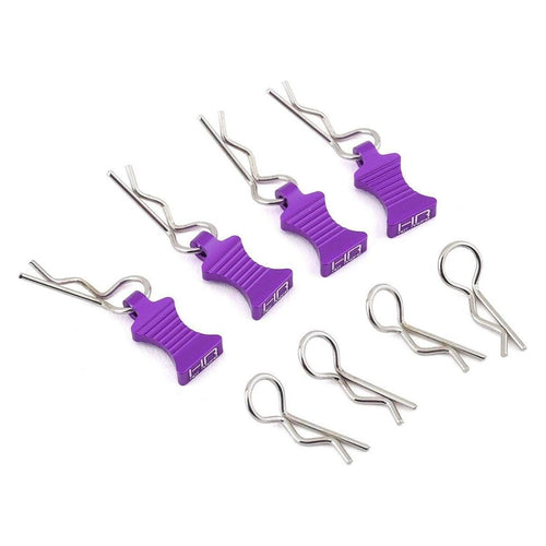 Caloosa Trains And Hobbies Hot Racing Parts & Accessories HRAAC03EZ07, Hot Racing 1/10 Aluminum EZ Pulls w/Body Clips (Purple) (4)