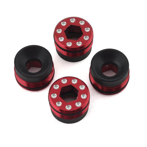 Caloosa Trains And Hobbies Hot Racing Parts & Accessories HRAAFE21N02, Hot Racing Arrma Kraton 8S Aluminum O-Ring Delrin Cap Hub Nut (Red) (4)