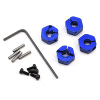 Caloosa Trains And Hobbies Hot Racing Parts & Accessories HRASLF1006, Hot Racing Traxxas Slash 4x4 Aluminum Locking 12mm Wheel Hex Kit (Blue)