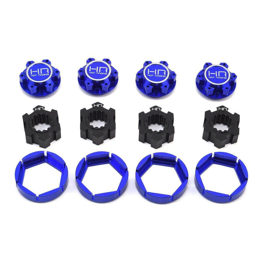 Caloosa Trains And Hobbies Hot Racing Parts & Accessories HRAXMX10X06, Hot Racing Traxxas X-Maxx Aluminum Locking 24mm Hex Hub Wheel Set (Blue)