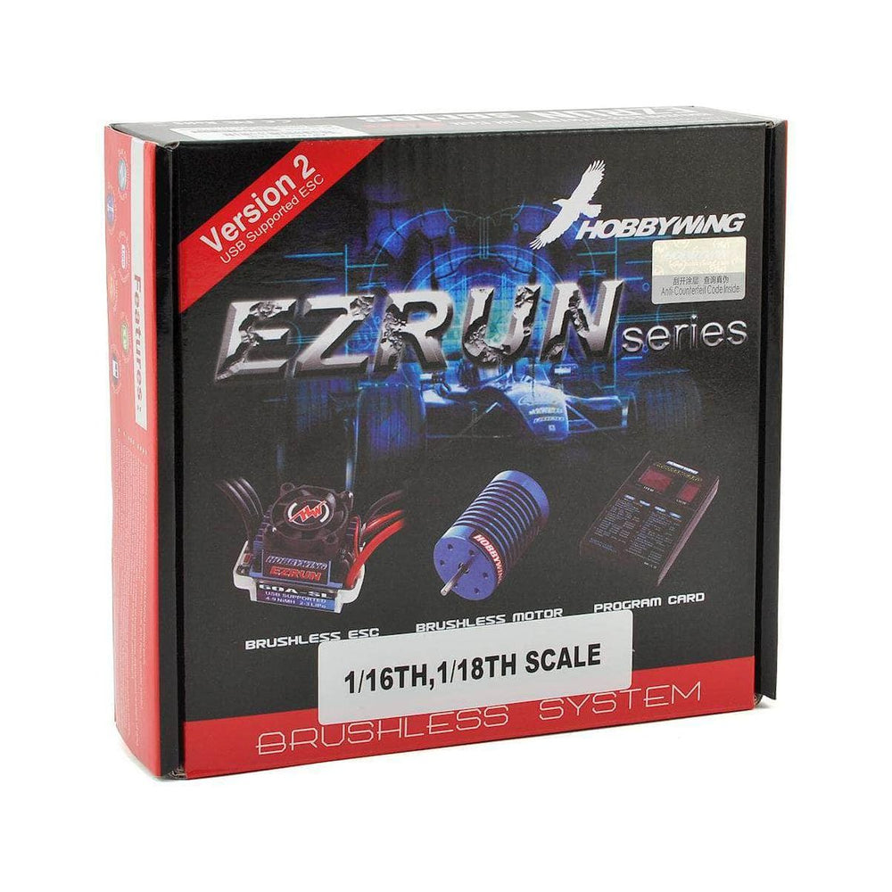 Caloosa Trains And Hobbies Hobby Wing Parts & Accessories HWA81030010, Hobbywing EZRun 18A Sensorless Brushless ESC/Motor Combo (18.0T/5200kV) w/Program Box