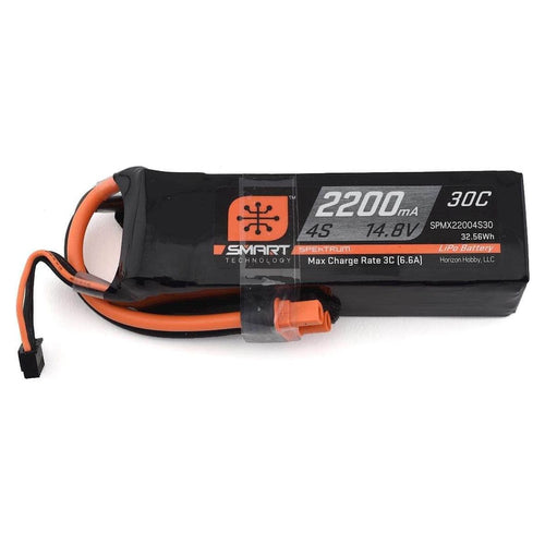 Caloosa Trains And Hobbies Spektrum Batteries & Chargers SPMX22004S30, Spektrum RC 4S Smart LiPo 30C Battery Pack w/IC3 Connector (14.8V/2200mAh)