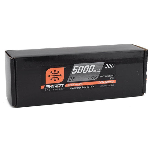 Caloosa Trains And Hobbies Spektrum Batteries & Chargers SPMX50002S30H3, Spektrum RC 2S Smart LiPo Hard Case Battery Pack w/IC3 Connector (7.4V/5000mAh)