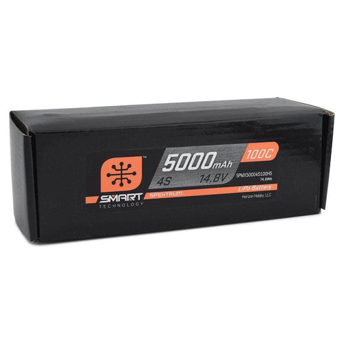 Caloosa Trains And Hobbies Spektrum Batteries & Chargers SPMX50004S100H5, Spektrum RC 4S Smart LiPo Hard Case 100C Battery Pack w/IC5 Connector (14.8V/5000mAh)