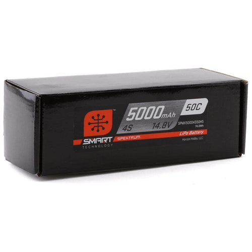 Caloosa Trains And Hobbies Spektrum Batteries & Chargers SPMX50004S50H5, Spektrum RC 4S Smart Hardcase 50C LiPo Battery w/IC5 Connector (14.8V/5000mAh)