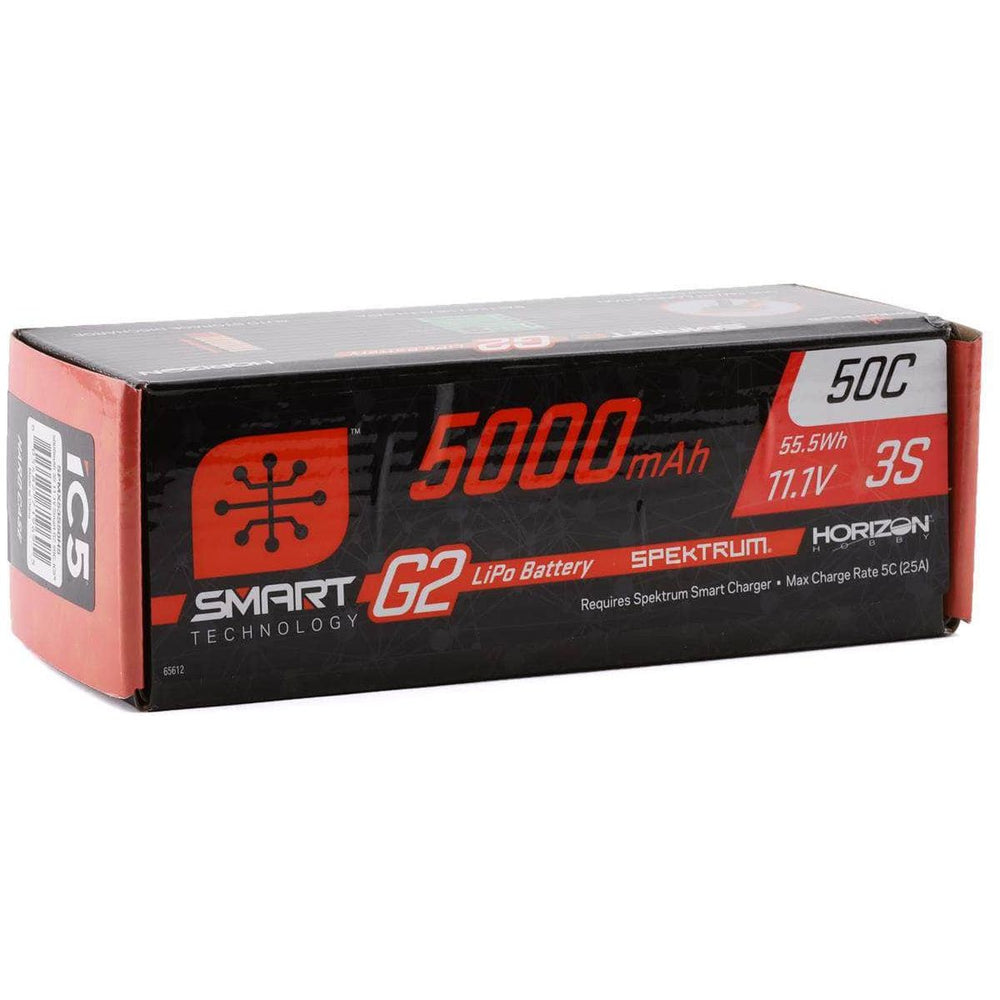 Caloosa Trains And Hobbies Spektrum Batteries & Chargers SPMX53S50H5, Spektrum RC 3S Smart G2 LiPo 50C Battery Pack (11.1V/5000mAh) w/IC5 Connector