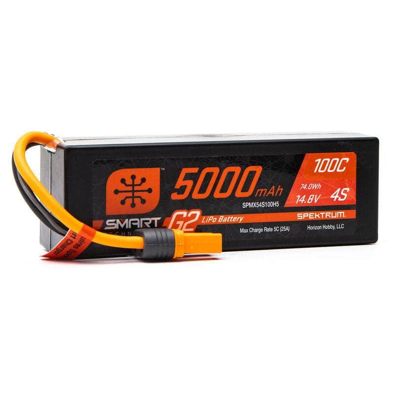 Caloosa Trains And Hobbies Spektrum Batteries & Chargers SPMX54S100H5, Spektrum RC 4S Smart G2 LiPo 100c Battery Pack (14.8V/5000mAh) w/IC5 Connector