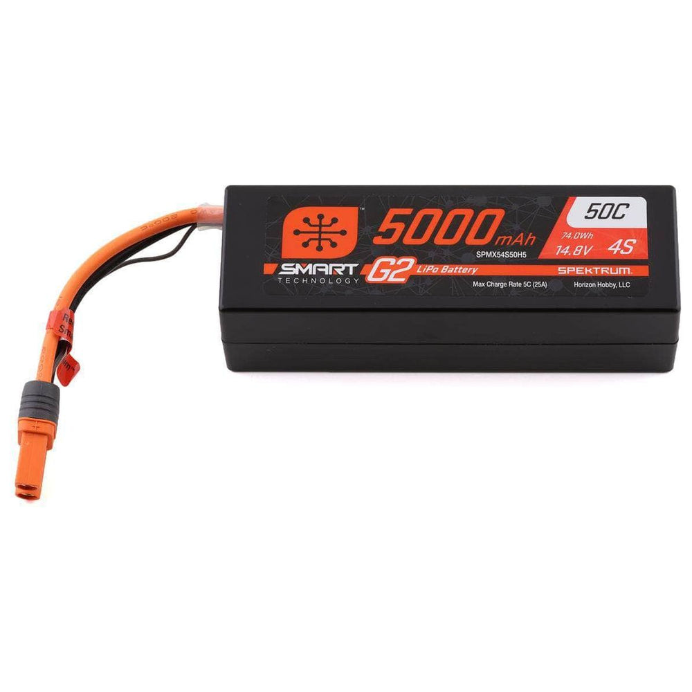 Caloosa Trains And Hobbies Spektrum Batteries & Chargers SPMX54S50H5, Spektrum RC 4S Smart G2 LiPo 50C Battery Pack (14.8V/5000mAh) w/IC5 Connector