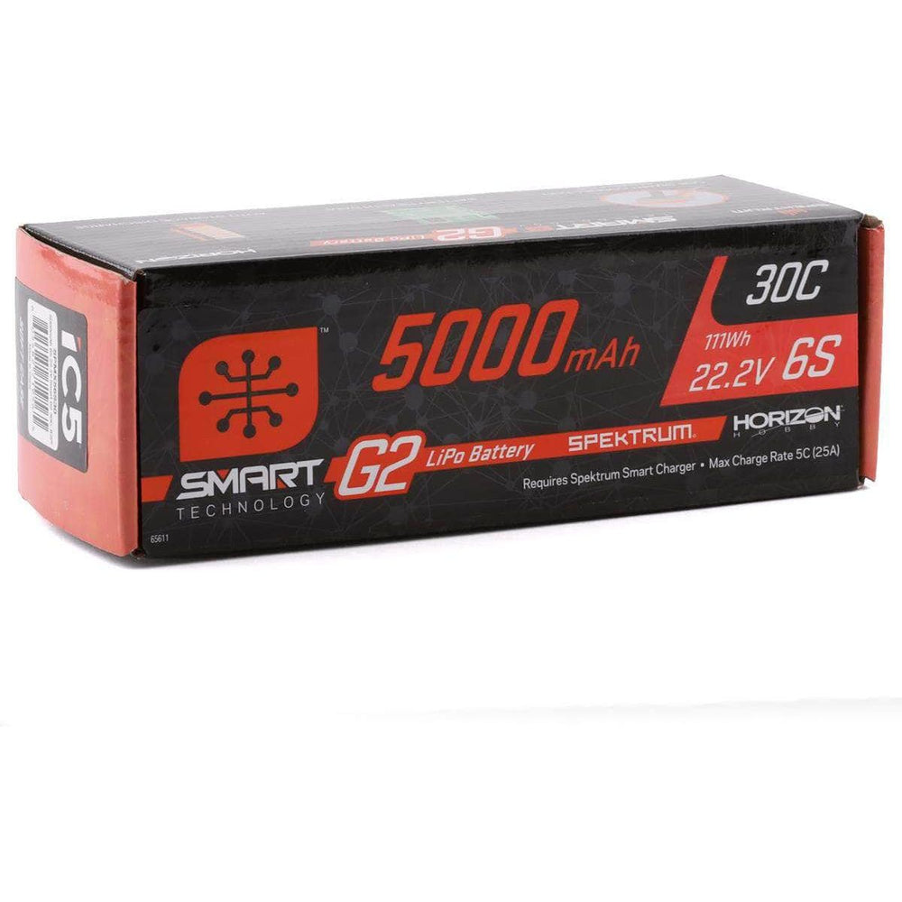 Caloosa Trains And Hobbies Spektrum Batteries & Chargers SPMX56S30, Spektrum RC 6S Smart G2 LiPo 30C Battery Pack (22.2V/5000mAh) w/IC5 Connector