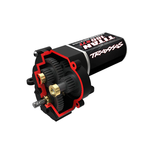 Caloosa Trains And Hobbies Traxxas Parts & Accessories TRA9791, Transmission, complete (high range (trail) gearing) (16.6:1 reduction ratio) (includes Titan® 87T motor)