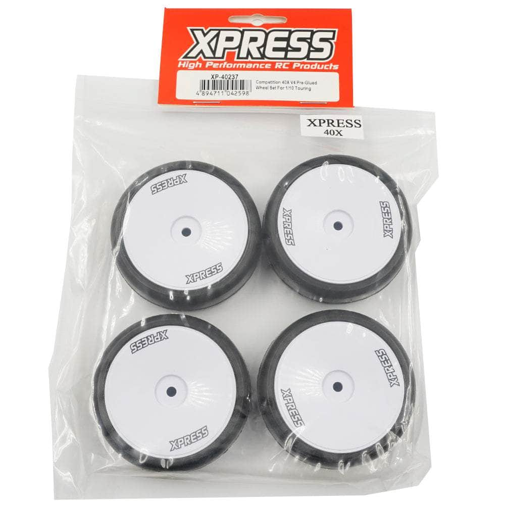 Caloosa Trains And Hobbies Xpress R/C Parts & Accessories XP-40237, XPRESS Competition 40x V4 Pre-Glued Wheel Set For 1/10 Touring