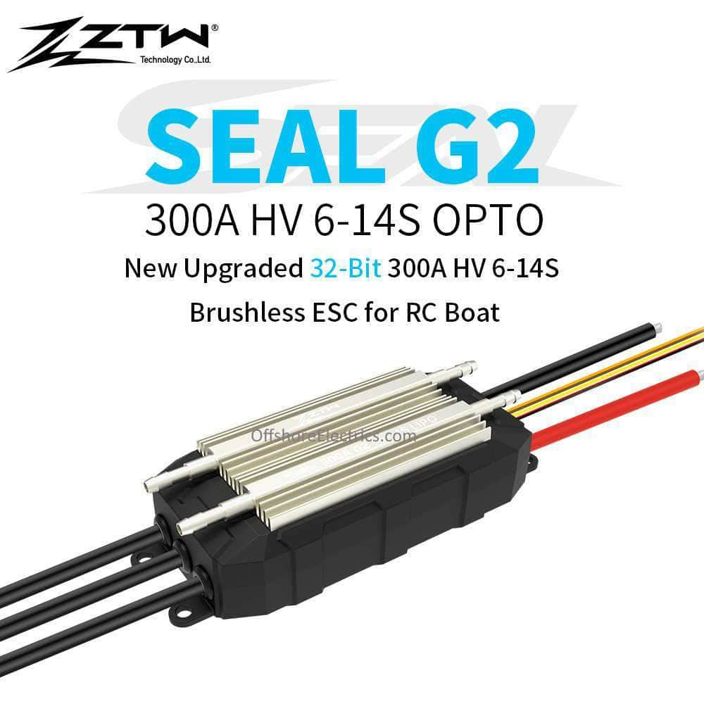 Caloosa Trains And Hobbies RC Boat Parts & Accessories ZTW-300-7300410, Seal Series ESC G2: 300A OPTO 6s-14s