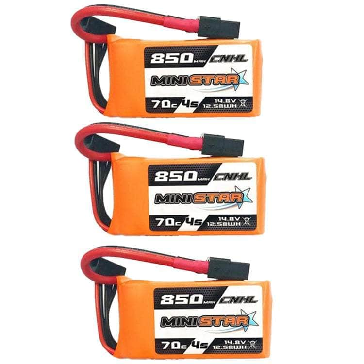 CNHL Battery 3 PACK of CNHL MiniStar 14.8V 4S 850mAh 70C LiPo Micro Battery - XT30